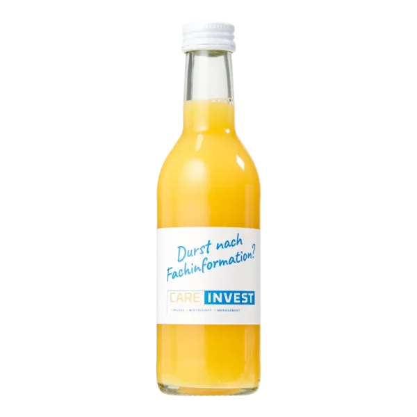 Water Concepts - Flesje sinaasappelsap met logo en etiket