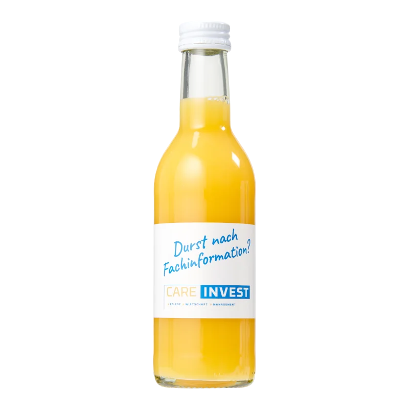 Water Concepts - Flesje sinaasappelsap met logo en etiket