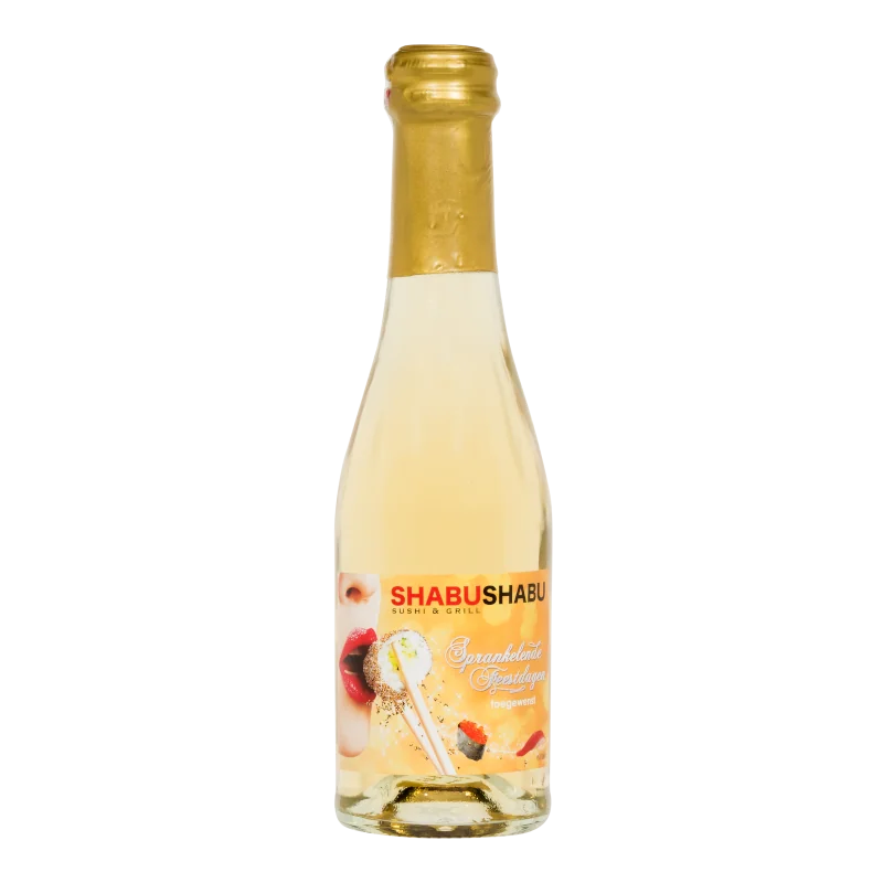 Water Concepts - Flesje Secco Vino Frizzante wijn met logo en etiket