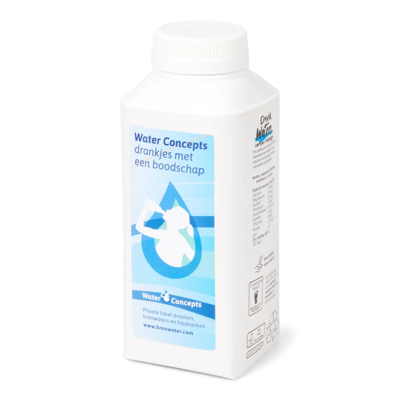 Water Concepts - Kartonnen waterflesje met logo en bedrukking